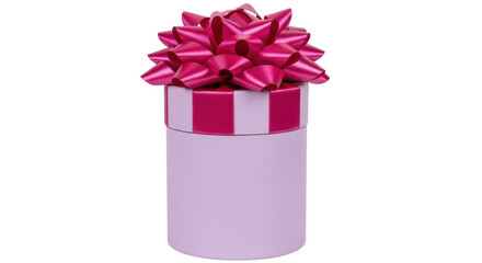 Elegant lavender gift box with pink bow isolated PNG, present for birthday or special occasion on transparent background