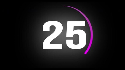 30-Second Futuristic Countdown Timer Animated Circle Display and Large White Numbers on Black Background, Changing Neon Colors - Powered by Adobe