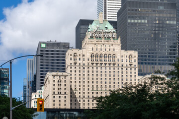 Fototapeta premium Toronto, Canada-September 21, 2025: Exterior view of FAIRMONT ROYAL YORK, A Historic Toronto Luxury Hotel in Downtown Toronto, officially opened on June 11, 1929