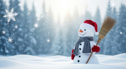 Christmas winter background with snow and blurred bokeh.Merry christmas and happy new year greeting card with copy-space.