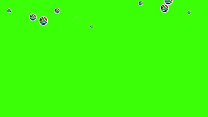 Falling Rounded SOUTH AFRICA Flags Green Screen Animation for Patriotic Effects and Motion Graphic Overlays