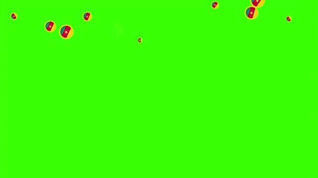 Falling Rounded CAMEROON Flags Green Screen Animation for Patriotic Effects and Motion Graphic Overlays