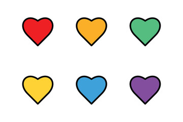 Colorful Heart Collection on White Background Symbolizing Love and Affection