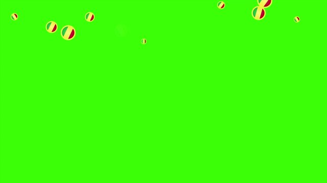 Falling Rounded MALI Flags Green Screen Animation for Patriotic Effects and Motion Graphic Overlays