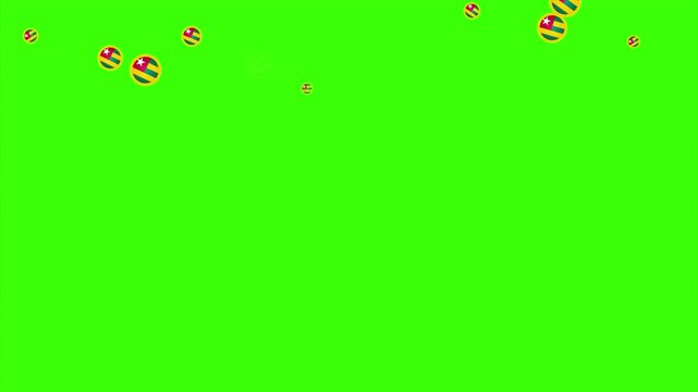 Falling Rounded TOGO Flags Green Screen Animation for Patriotic Effects and Motion Graphic Overlays