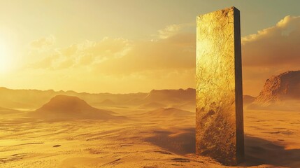 Monolith in a Desert Landscape - A Mysterious Discovery.