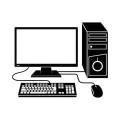 Fototapeta premium Complete personal computer workstation with monitor, cpu tower, keyboard, and mouse.