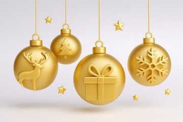 golden christmas balls