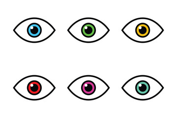 Variety of colorful human eyes line art illustration design concept