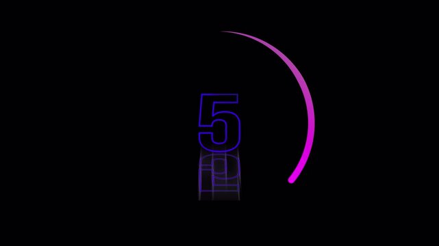 Futuristic Holographic Countdown Timer 10 to 0, Modern Neon Digital Clock Interface Animation