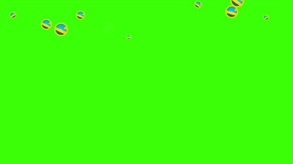 Falling Rounded RWANDA Flags Green Screen Animation for Patriotic Effects and Motion Graphic Overlays