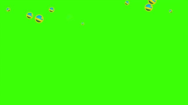 Falling Rounded RWANDA Flags Green Screen Animation for Patriotic Effects and Motion Graphic Overlays