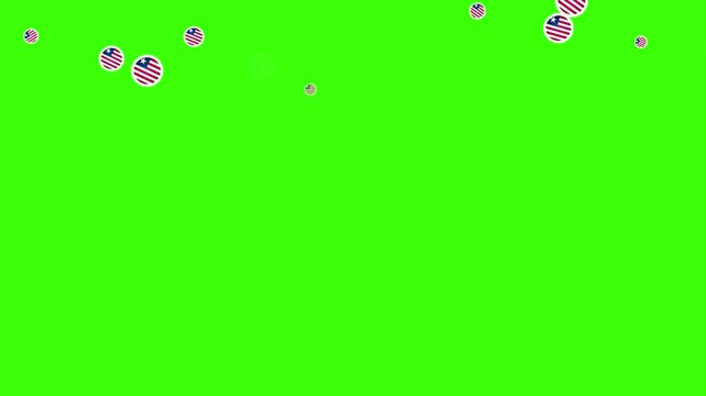 Falling Rounded LIBERIA Flags Green Screen Animation for Patriotic Effects and Motion Graphic Overlays