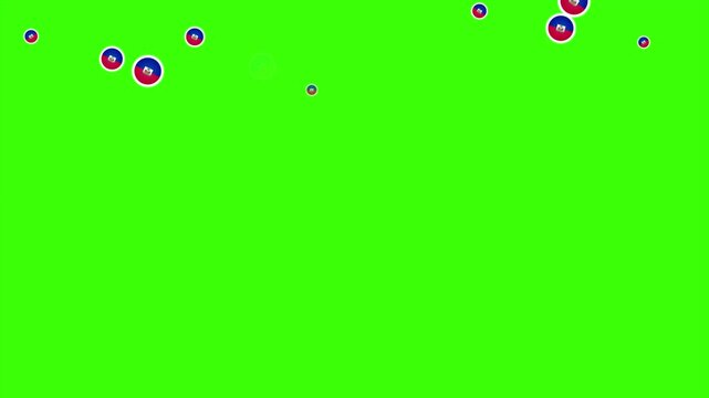 Falling Rounded HAITI Flags Green Screen Animation for Patriotic Effects and Motion Graphic Overlays