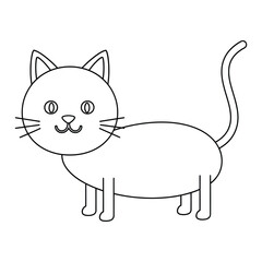 Cute Simple Cat Line Art Illustration for Coloring | Adorable Cartoon Kitty Outline Drawing for Kids | Minimalist Feline Coloring Page