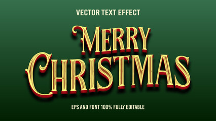 Merry Christmas 3D Style Text Effect on Pine Green Background