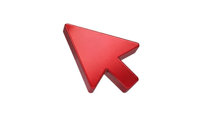 Red 3D arrow cursor isolated PNG on transparent background, pointer graphic for web design and presentations