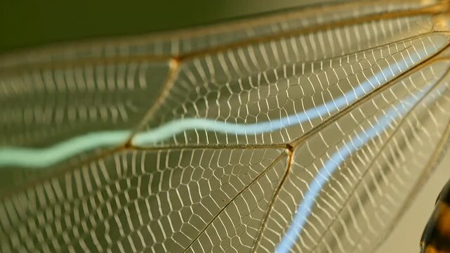 Close-up of a dragonfly wing showing intricate venation