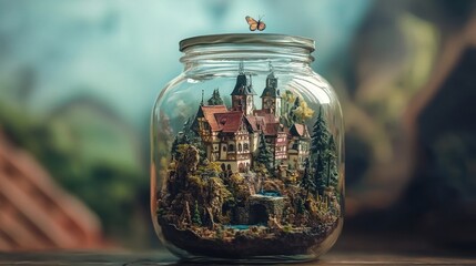 Miniature Castle in a Jar - A Whimsical World in Glass.