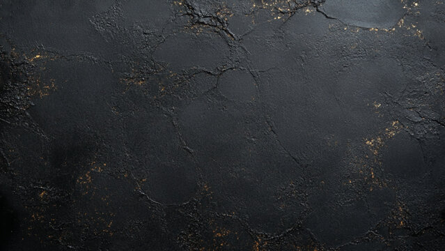 Abstract charcoal wall texture with light reflection. Vector realistic illustration of black background with rough surface, old paint on grungy dark color wall, weathered chalkboard, loft design
