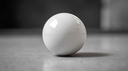 Billiard cue pushing against white ball, macro low angle 