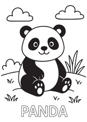 coloring book Panda sitting peacefully