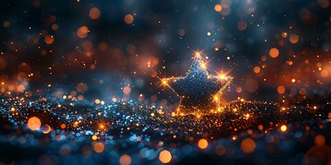 Panoramic Glowing Star With Bokeh Lights and Glitter Effect