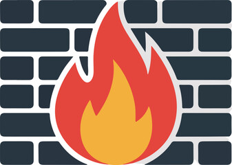 Firewall vector icon representing internet security and network protection against cyber threats