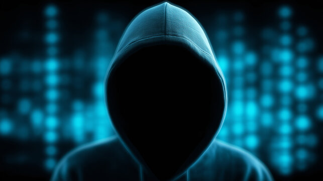 Anonymous Hacker in Hoodie with Digital Background