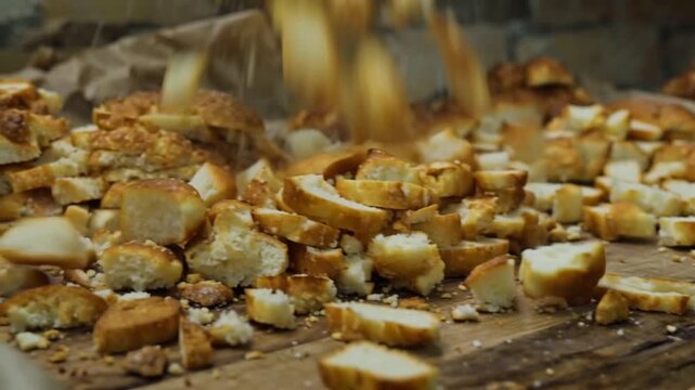 Close up of moldy bread slices with blue, green, white and brown fungal growth ruining and decomposing food Moldy bread green fungus surface rotten bread showing mold on some parts