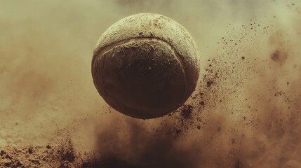 Tennis ball trail in dust, motion captured from below