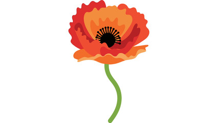 Stylized Poppy Flower Illustration With Symmetrical Design