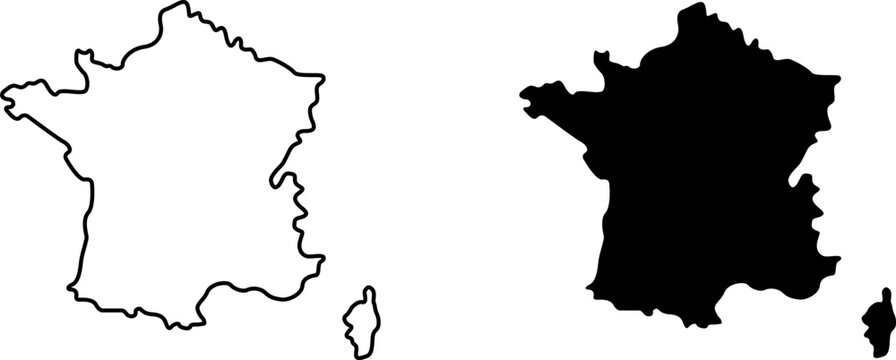 Outline and silhouette maps of france