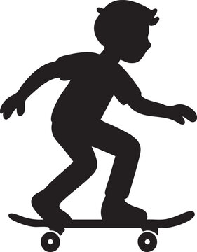 Skateboarder Kickflip Silhouette Black Vector on Transparent Background
