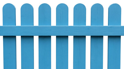 Light blue wooden fence PNG isolated on transparent background, picket fence clipart for garden and...