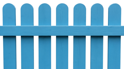 Light blue wooden fence PNG isolated on transparent background, picket fence clipart for garden and backyard design