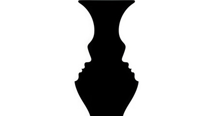 Black and white optical illusion of a vase or two faces in profile facing each other design art