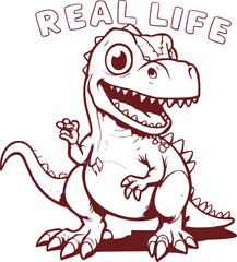 Cheerful Cartoon Dinosaur Waving in Real Life