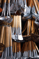 Rustic Close Up of Traditional Kitchen Utensils Cooking Tools Collection