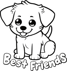 Cute Cartoon Puppy with Best Friends Text