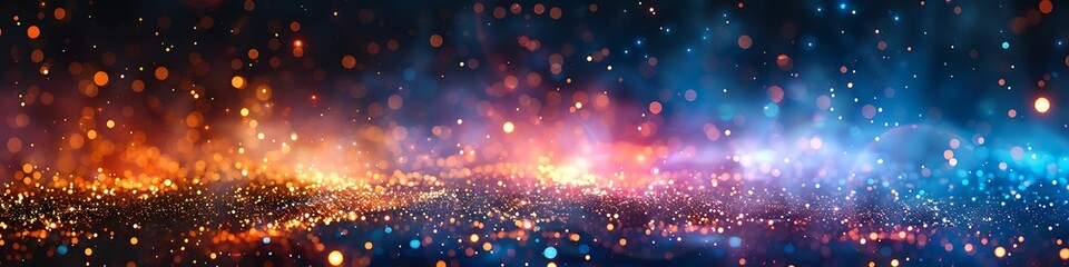 Panoramic View of Cosmic Nebula and Distant Stars in Vibrant Colors