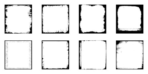 Texture black frame old grunge square frame. Grunge frame border texture on isolate background. Old grunge frame with dust texture.