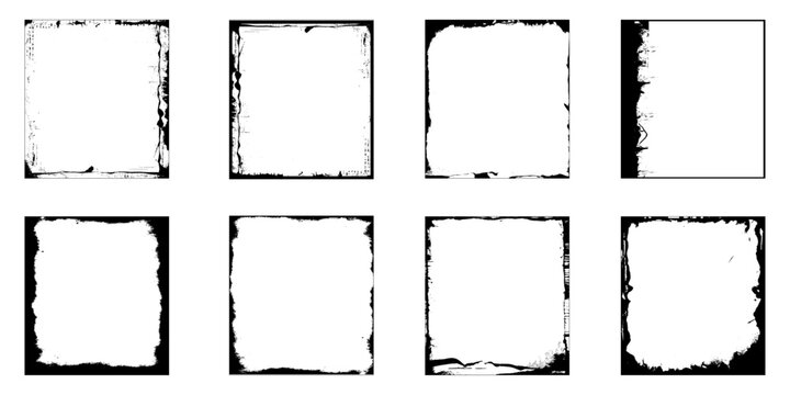 Texture black frame old grunge square frame. Grunge frame border texture on isolate background. Old grunge frame with dust texture.