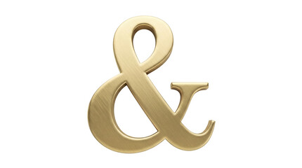Obraz premium Golden ampersand symbol isolated PNG on transparent background, elegant 3D rendering for graphic design and typography