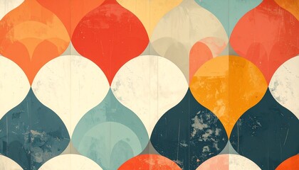 Colorful Abstract Geometric Pattern with Circles and Textured Shapes