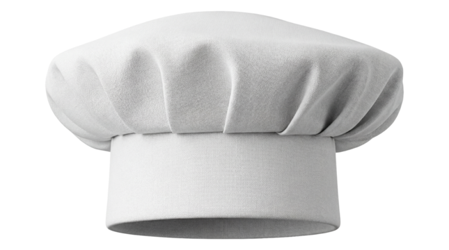 Classic chef s hat PNG isolated on transparent background, professional kitchen headwear for cooking and culinary arts