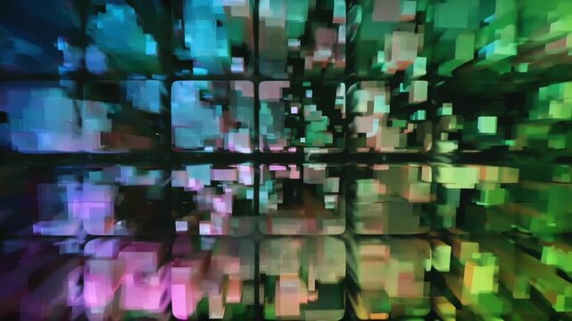 Digital glitch overlay video background with abstract futuristic shape and geometric design Professional VHS glitch distortion overlay transition with RGB split color effect and damaged error