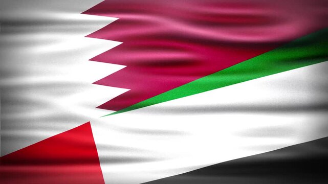 Wavy Combined Flags of UAE and Qatar, Short Looping Animation of National Unity and Cultural Connection