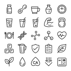 Collection of linear icons related to health science and lifestyle vector illustration various elements for a wellness themed design project