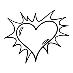 Outline Heart with Spiky Burst Illustration Ideal for Valentines Day and Creative Projects